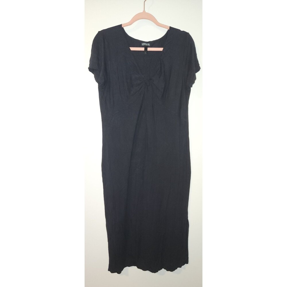 Soma Womens Sz L Black Twist Neck Nightgown Pajama PJ Dress Nighty Casual Lounge